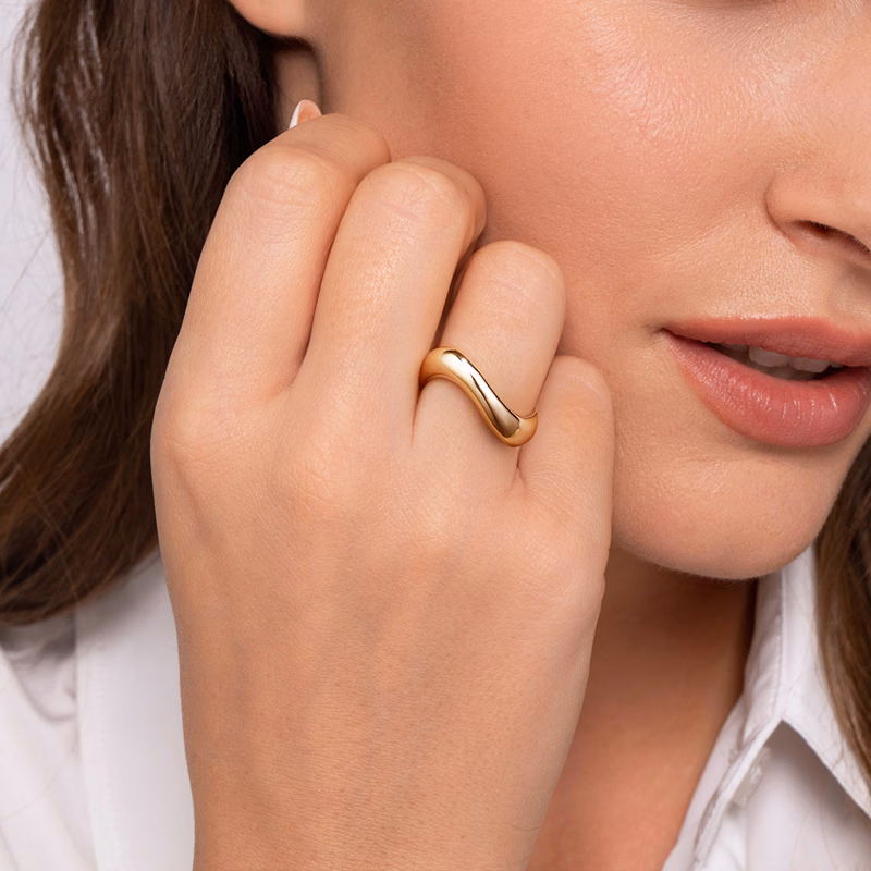 14K Yellow Gold Stackable Wave Ring Size 6.5 Fine Jewelry 6