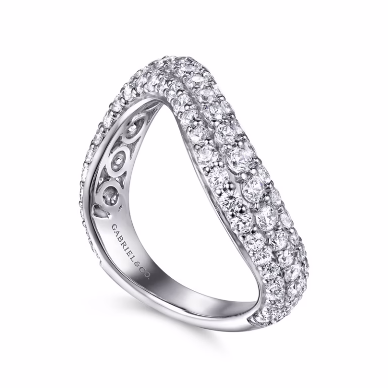 14K White Gold Stackable Wave Ring with 1.36ctw Diamonds Size 6.5 Fine Jewelry 11