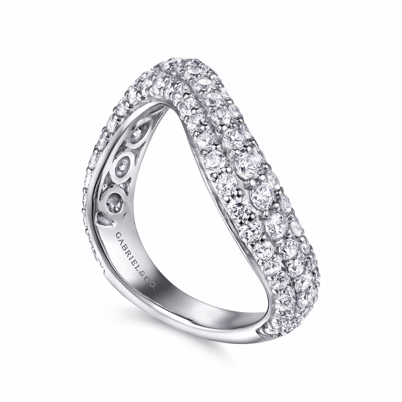 14K White Gold Stackable Wave Ring with 1.36ctw Diamonds Size 6.5 Fine Jewelry 4