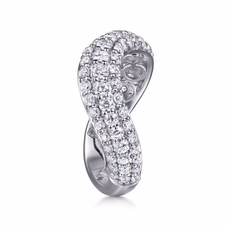 14K White Gold Stackable Wave Ring with 1.36ctw Diamonds Size 6.5 Fine Jewelry 12