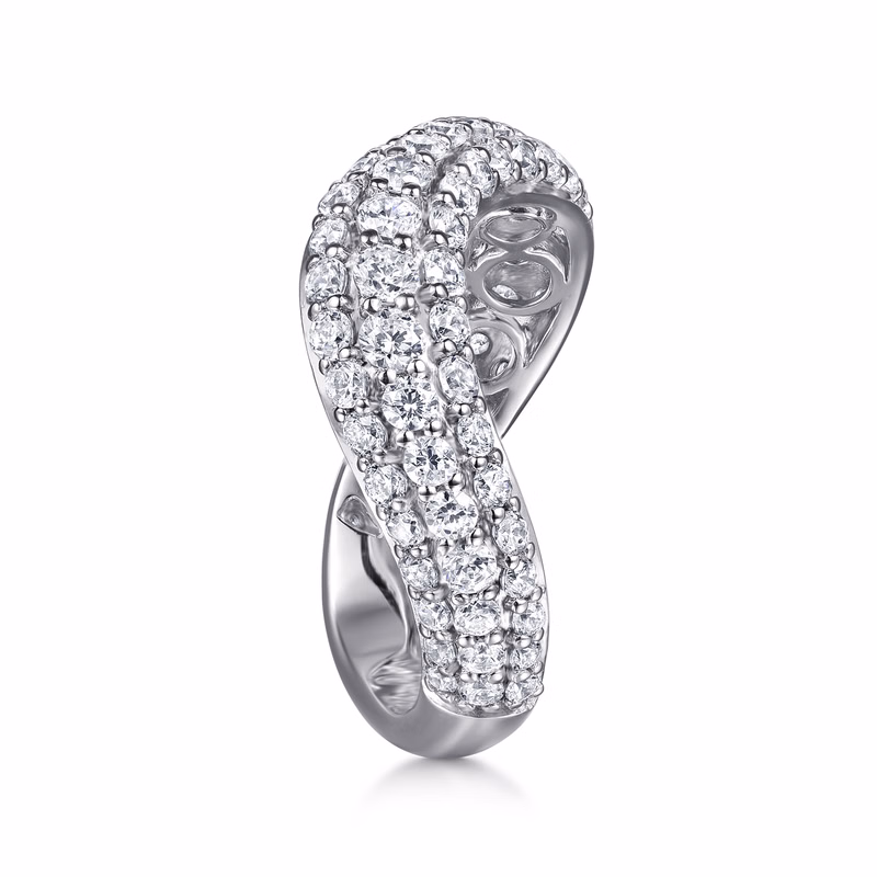 14K White Gold Stackable Wave Ring with 1.36ctw Diamonds Size 6.5 Fine Jewelry 5