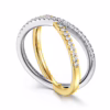 14K Two-Tone Criss Cross Ring with .26ctw Diamonds Size 6.5 Fine Jewelry 14