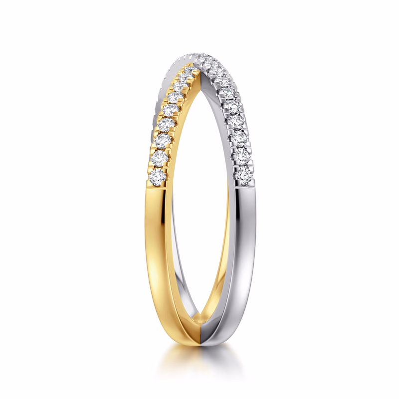 14K Two-Tone Criss Cross Ring with .26ctw Diamonds Size 6.5 Fine Jewelry 3
