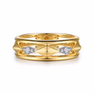 14K Two-Tone Rhombus Stackable Ring with .06ctw Diamonds Size 6.5