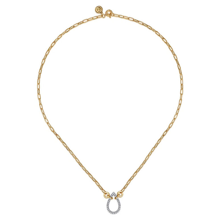 14K Two-Tone Teardrop Chain Necklace with .21ctw Diamonds 17″ Fine Jewelry 6