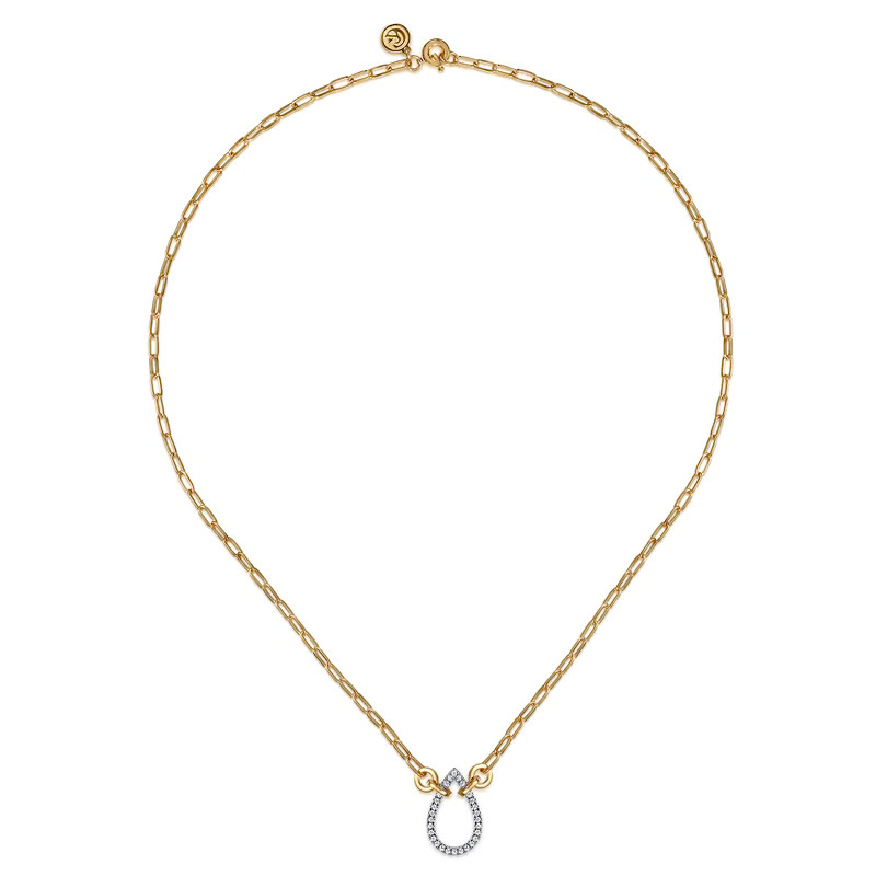 14K Two-Tone Teardrop Chain Necklace with .21ctw Diamonds 17″ Fine Jewelry 3