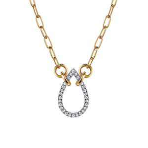 14K Two-Tone Teardrop Chain Necklace with .21ctw Diamonds 17"