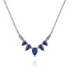 14K White Gold Chevron Bar Necklace with 1.16ctw Sapphires & .06ctw Diamonds Fine Jewelry 10