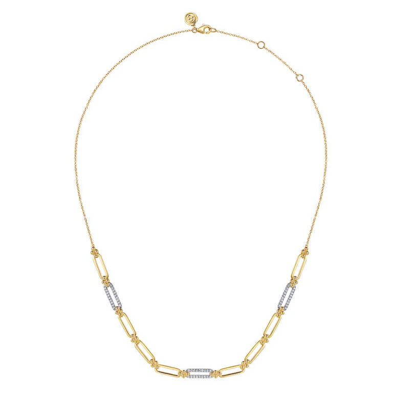 14K Two-Tone Bujukan Clover Link Necklace with .31ctw Diamonds Fine Jewelry 6