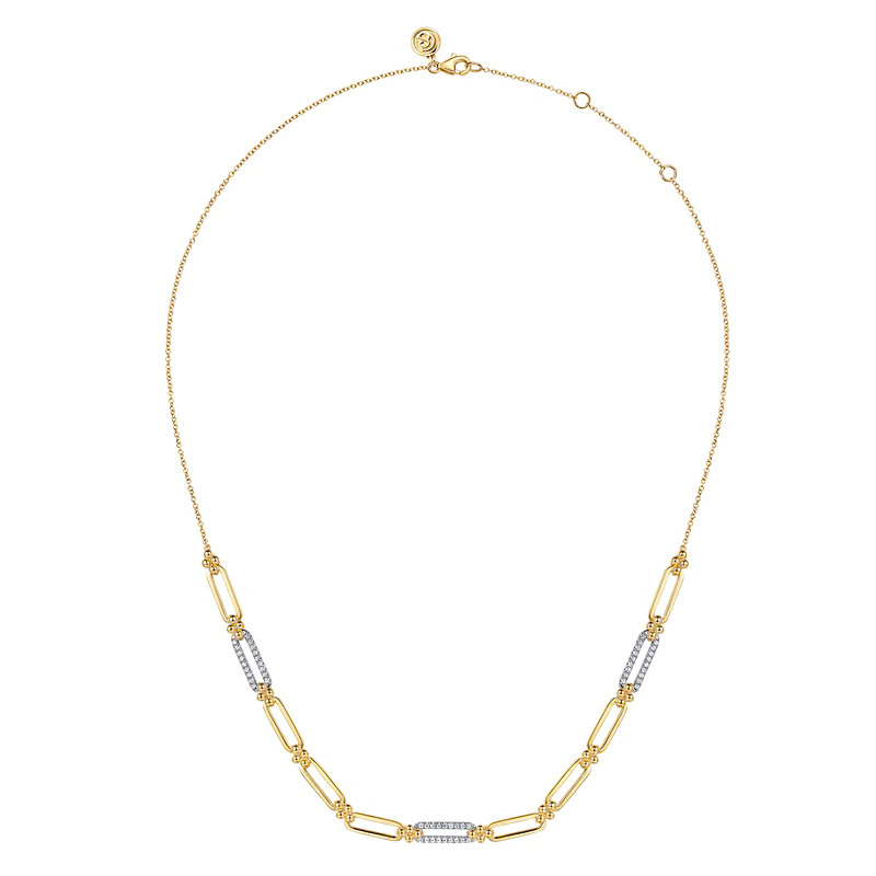 14K Two-Tone Bujukan Clover Link Necklace with .31ctw Diamonds Fine Jewelry 3