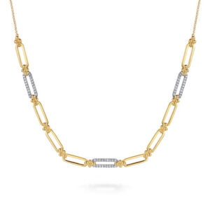 14K Two-Tone Bujukan Clover Link Necklace with .31ctw Diamonds