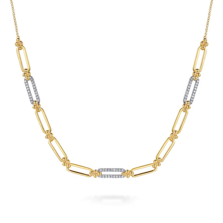 14K Two-Tone Bujukan Clover Link Necklace with .31ctw Diamonds Fine Jewelry 4