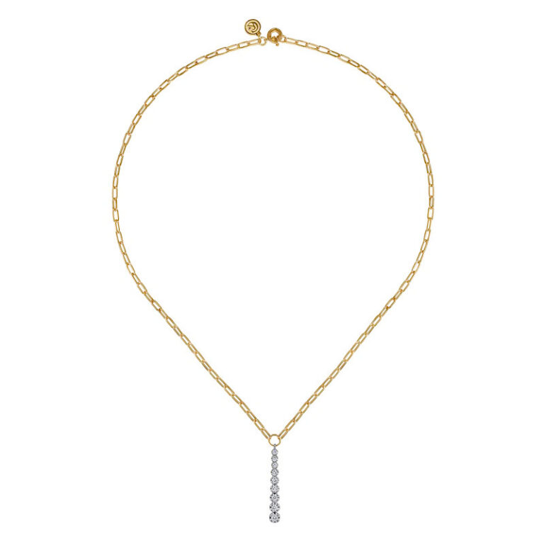 14K Two-Tone Vertical Bar Link Necklace with .35ctw Diamonds 16″ Fine Jewelry 6