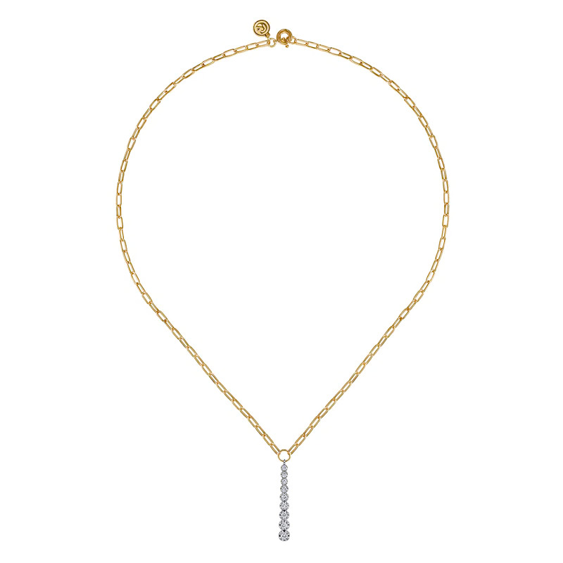14K Two-Tone Vertical Bar Link Necklace with .35ctw Diamonds 16″ Fine Jewelry 3