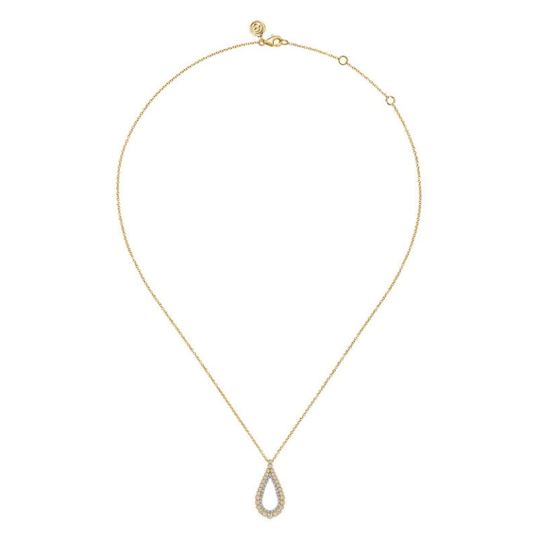 14K Two-Tone Teardrop Pendant Necklace with .46ctw Diamonds Fine Jewelry 6