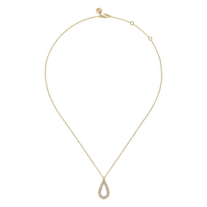 14K Two-Tone Teardrop Pendant Necklace with .46ctw Diamonds Fine Jewelry 3