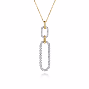 14K Two-Tone Link Drop Necklace with .60ctw Diamonds