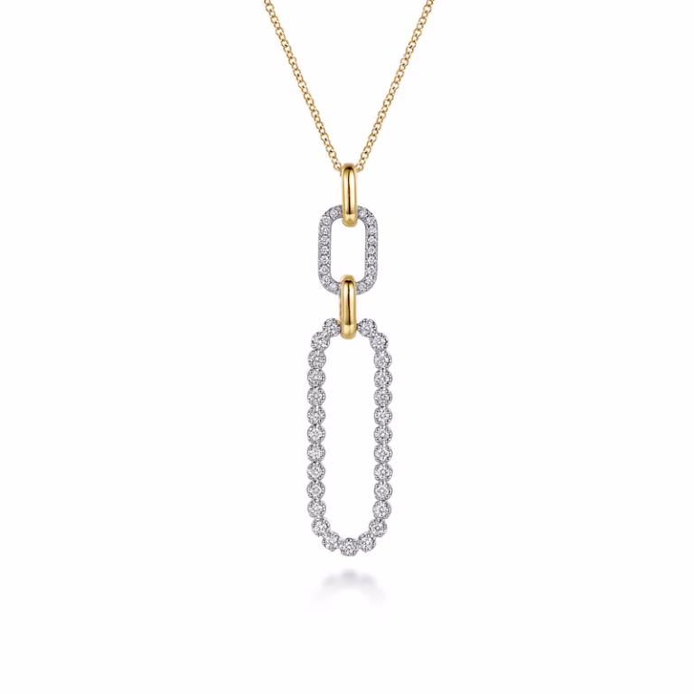 14K Two-Tone Link Drop Necklace with .60ctw Diamonds Fine Jewelry 4
