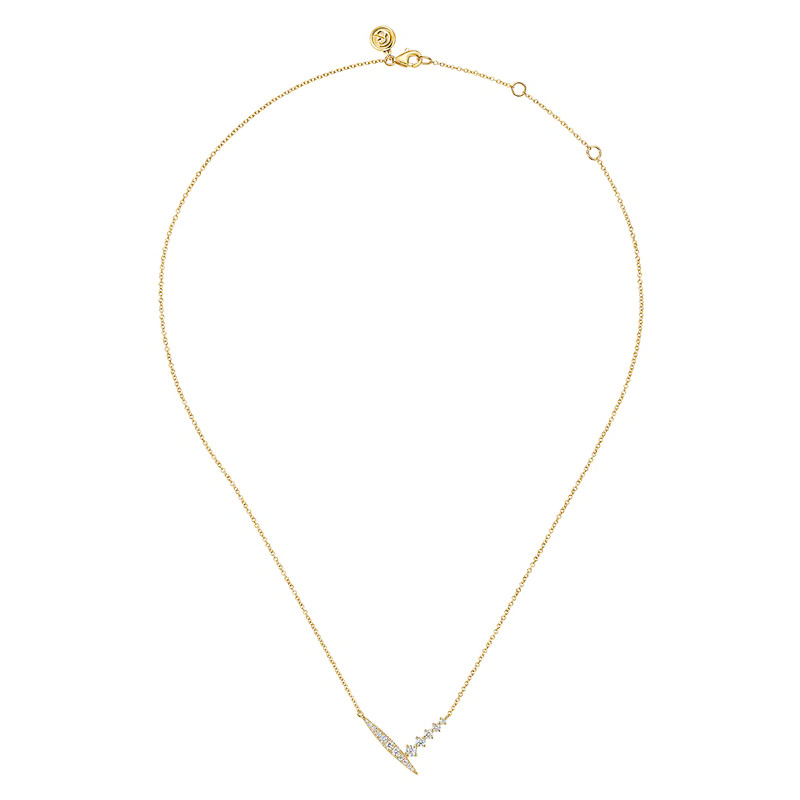14K Yellow Gold Spike Chevron Bar Necklace with .36ctw Diamonds Fine Jewelry 3