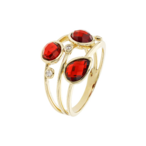 14K Yellow Gold Ring with 3.07ctw Garnets & .05ctw Diamonds Size 7
