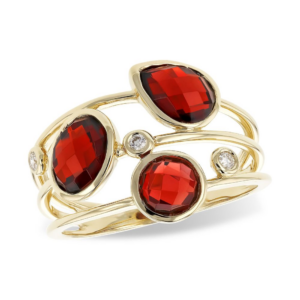 14K Yellow Gold Ring with 3.07ctw Garnets & .05ctw Diamonds Size 7