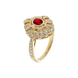 14K Yellow Gold Ring with .42ct Ruby & .38ctw Diamonds Size 7