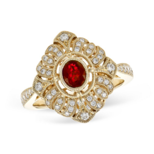 14K Yellow Gold Ring with .42ct Ruby & .38ctw Diamonds Size 7