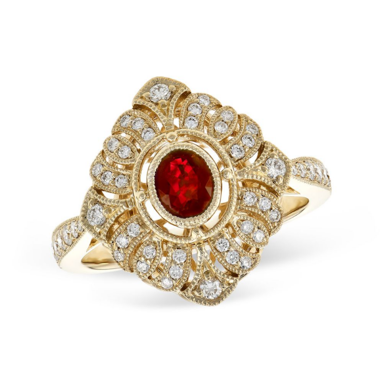 14K Yellow Gold Ring with .42ct Ruby & .38ctw Diamonds Size 7 Fine Jewelry 2