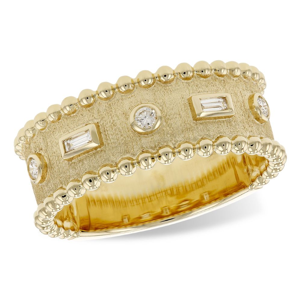 14K Yellow Gold Ring with .11ctw Diamonds Size 7 Fine Jewelry