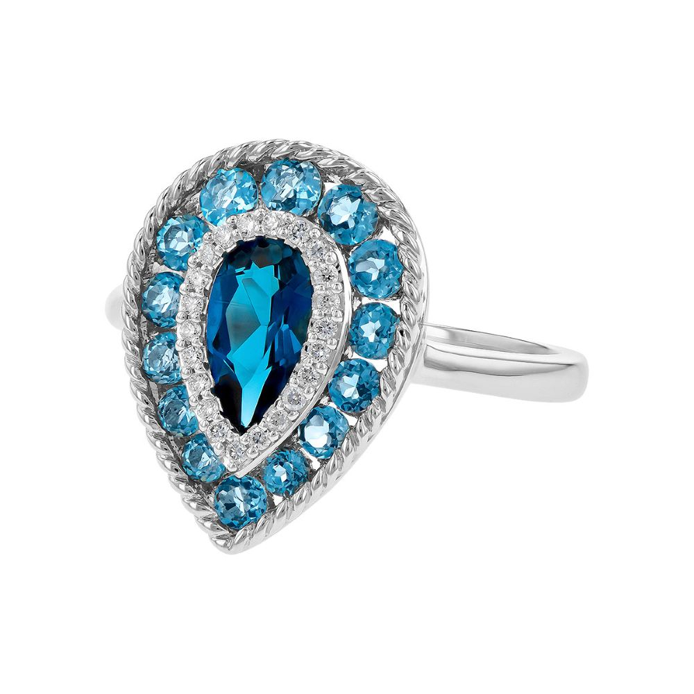 14K White Gold Ring with 1.52ctw Blue Topaz & .08ctw Diamonds Size 7 Fine Jewelry 2