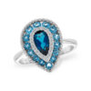 14K White Gold Ring with 1.52ctw Blue Topaz & .08ctw Diamonds Size 7 Fine Jewelry 7