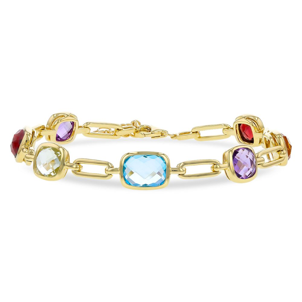 14K Yellow Gold Bracelet with 8.87ctw Assorted Gemstones 7″ Bracelets