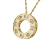 14K Yellow Gold Open Circle Pendant Necklace with .34 Diamonds 18″ Fine Jewelry 8