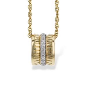 14K Yellow Gold Circle Pendant Necklace with .24ctw Diamonds 17"