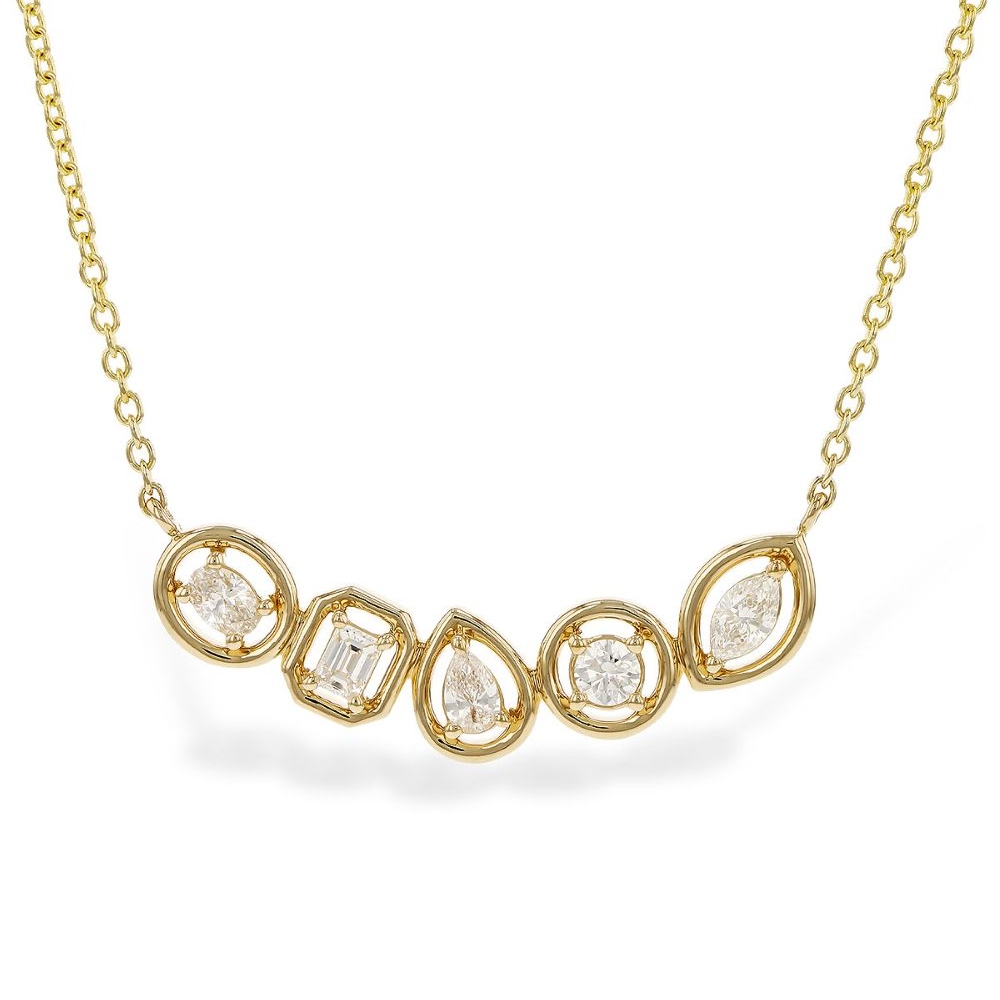 14K Yellow Gold Necklace with .50ctw Mixed Shape Diamonds 18″ Fine Jewelry