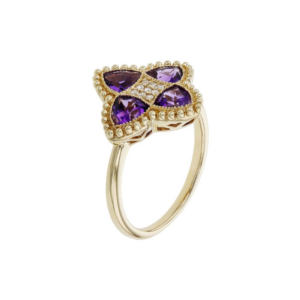 14K Yellow Gold Ring with 1.28ctw Amethyst & .04ctw Diamonds Size 7