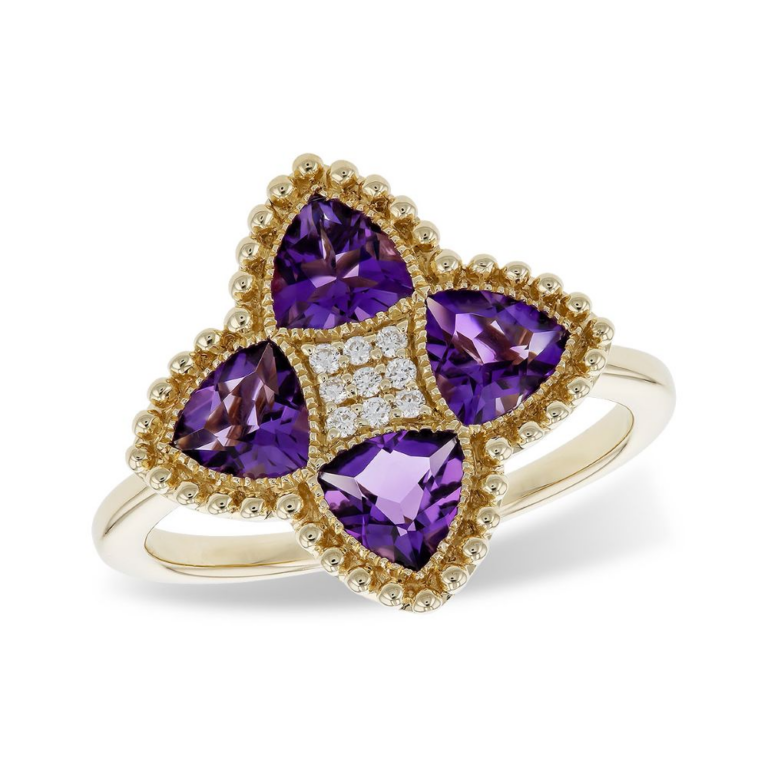 14K Yellow Gold Ring with 1.28ctw Amethyst & .04ctw Diamonds Size 7 Fine Jewelry 4