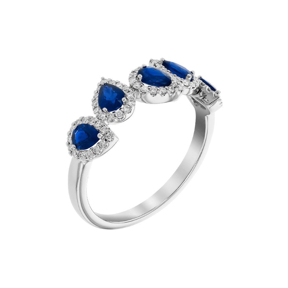 14K White Gold Ring with .95ctw Pear Sapphires & .24ctw Diamonds Size 7 Fine Jewelry 2