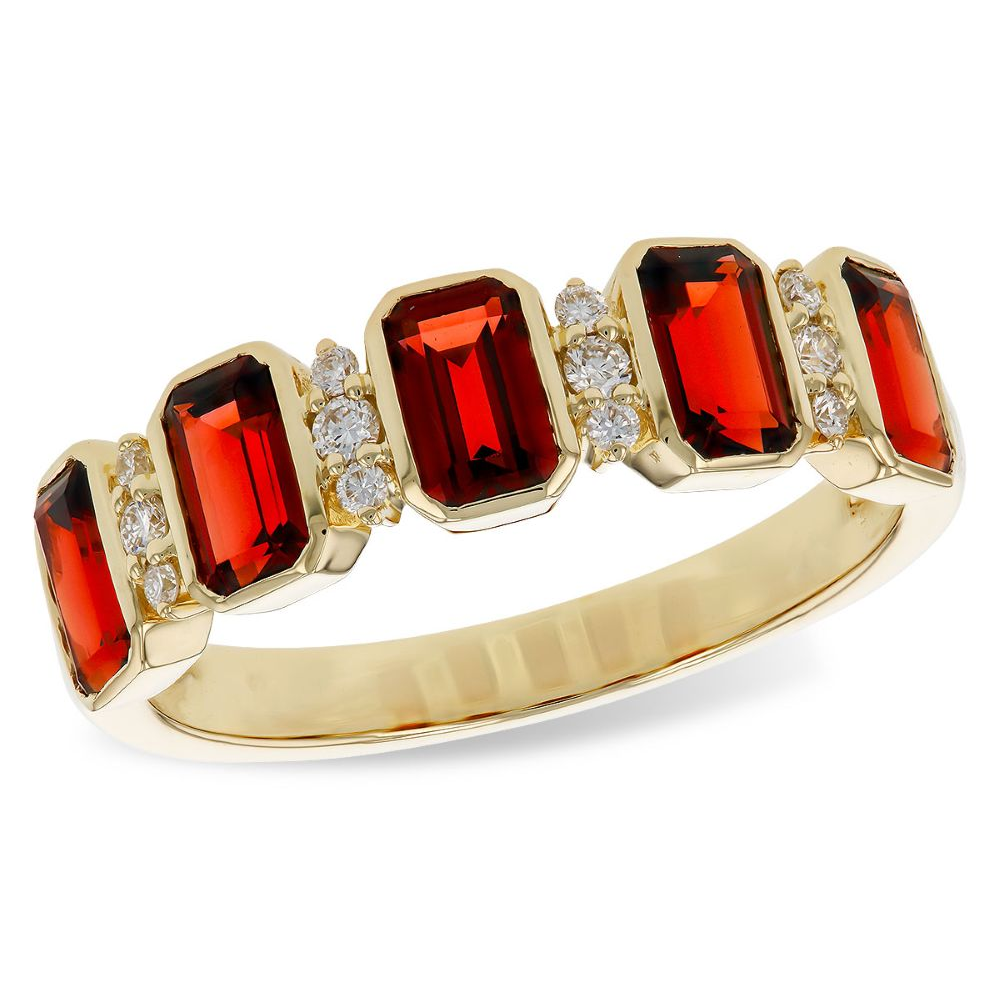 14K Yellow Gold Ring with 1.62ctw Garnets & .12ctw Diamonds Size 7 Fine Jewelry