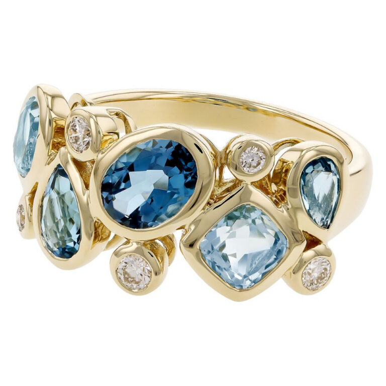 14K Yellow Gold Ring with 2.57ctw Topaz & .18ctw Diamonds Size 7 Fine Jewelry 6