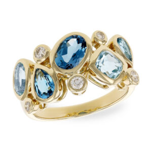 14K Yellow Gold Ring with 2.57ctw Topaz & .18ctw Diamonds Size 7