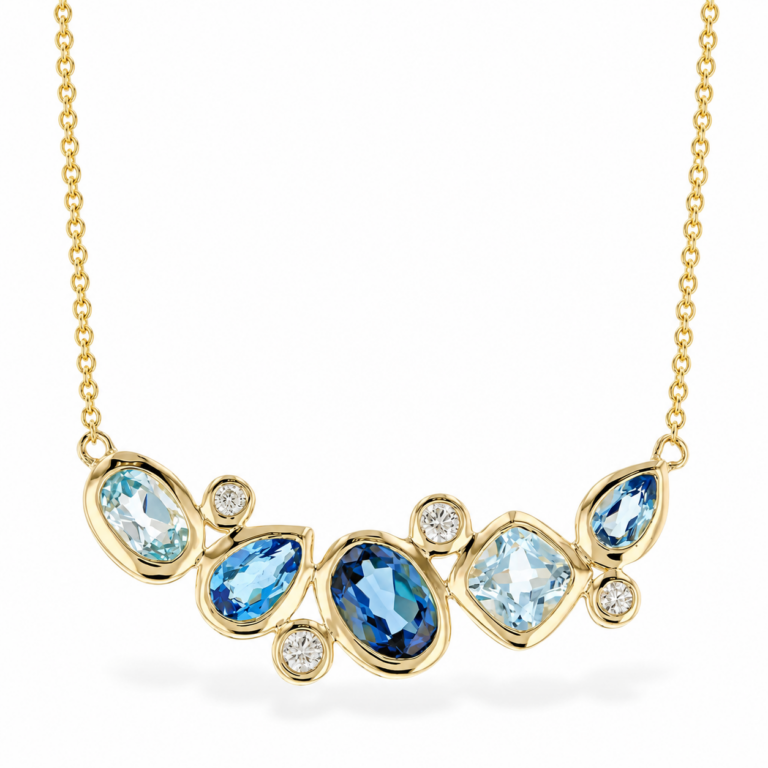 14K Yellow Gold Necklace with 2.57ctw Topaz & .15ctw Diamonds 17-18″ Fine Jewelry 2
