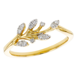 14K Yellow Gold Vine Ring with .12ctw Diamonds Size 7