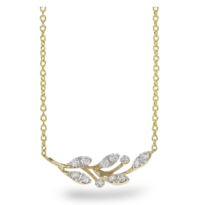 14K Yellow Gold Vine Necklace with .32ctw Diamonds 18"