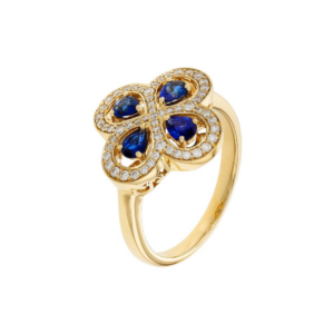 14K Yellow Gold Ring with .68ctw Sapphires & .28ctw Diamonds Size 7