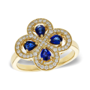14K Yellow Gold Ring with .68ctw Sapphires & .28ctw Diamonds Size 7
