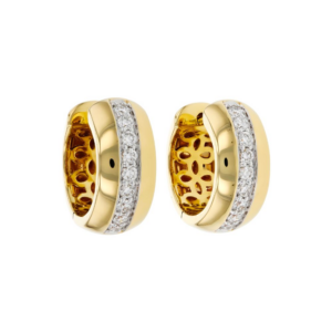 14K Yellow Gold Huggies with .25ctw Diamonds 13mm
